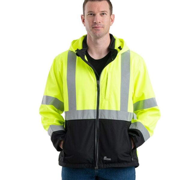 Men's Hi-Vis Class 3 Hooded Soft Shell Jacket Thumbnail